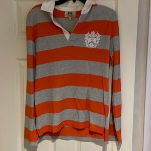 Vintage Y2K juicy couture Rugby polo orange/gray shirt in size small